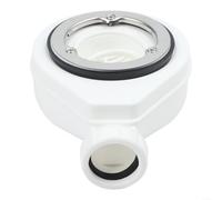 Desagüe de ducha con sifón y atrapasueños, 90 mm, desagüe de plástico para platos de ducha, altura baja de 26 mm, conexión DN40, montaje rápido, colador de suelo blanco para baño