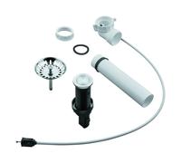 Desagüe GROHE pop-up, excéntrico de empuje redondo con cable Bowden, codo de desagüe que ahorra espacio, con válvula de cesta de filtro, 40986SD0, Color: acero inoxidable