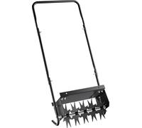 Desaireador de césped Wiltec con un ancho de trabajo de 40 cm y una profundidad de trabajo de 6,4 cm. Incluye un escarificador con 5 discos de acero con púas, ideal para airear el césped