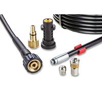 Desatascador de Tuberias para Hidrolimpiadora 30m, 200 Bares - Manguera de Limpieza Compatible con Karcher, Parkside, Lavor, Bosch Professional - Boquilla Fija, Boquilla Giratoria Knofer