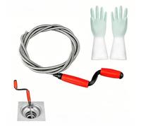 Desatascador Tuberias, Muelle Desatascador Tuberias, Muelle Desatascador Manual, Alambre Desatascador Tuberias para Limpiar Fregaderos, Bañeras, Alcantarillas e Inodoro, con Guante