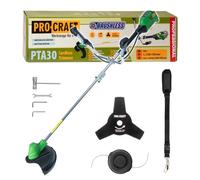 Desbrozadora a batería Procraft PTA30 de 20 V y 300 mm, sin escobillas, modelo Solo —sin batería ni cargador—