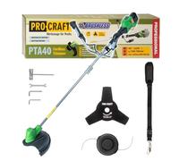 Desbrozadora a batería Procraft PTA40 de 40 V (2 × 20 V) y 300 mm, sin escobillas, modelo Solo —sin batería ni cargador—