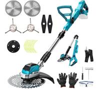 Desbrozadora Bateria Electrica Compatible con Makita 18V (sin batería) | Recortadora de Cortabordes Bateria 4 Tipos de Cuchillas Mango Tubo Ajustables CortacéSped InaláMbrica para Césped y Jardín