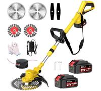 Desbrozadora con batería para baterías Makita, desbrozadora con batería de 21 V, desbrozadora con cepillo para malas hierbas, incluye 2 baterías de 4,0 Ah y cargador, motor sin escobillas de 750 W