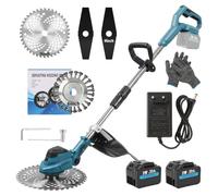Desbrozadora con batería para Makita, recortadora de césped con batería y cepillo para malas hierbas, 21 V, desbrozadora con 2 baterías para recortar bordes de jardín