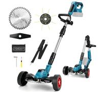 Desbrozadora con Ruedas Cortabordes Inalámbrica Compatible con Makita 18V | Motor sin Escobillas de 1300W, para Césped Jardín Patio