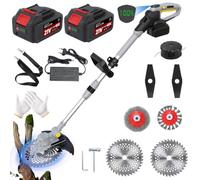 Desbrozadora de batería para baterías Makita, 5 en 1 con batería y cepillo para malas hierbas, batería de desbrozadora de 21 V, con 2 baterías de 4,0 Ah y cargador, motor sin escobillas de 750 W