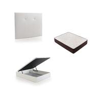 DESCANSIN Pack Colchon + Cabecero + Canape Abatible Maxima Comodidad | Gran Almacenaje (150x200, Blanco)