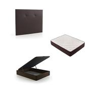 DESCANSIN Pack Colchon + Cabecero + Canape Abatible Maxima Comodidad | Gran Almacenaje (160x190, Chocolate)
