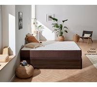 DESCANSIN Pack Colchón + Canapé abatible de Madera 150x200 Chocolate - Cama matrimonial con canapé de 28cm de Alto