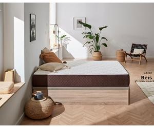 DESCANSIN Pack Colchón + Canapé abatible de Madera 160x200 Beis - Cama matrimonial con canapé de 28cm de Alto