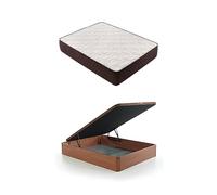 DESCANSIN Pack Colchon + Canape Abatible Maxima Comodidad | Gran Almacenaje (160x190, Cerezo)