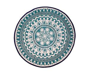Desconocido Talking Tables - Alfombra Redonda marroquí para Exteriores, plástico Reciclado, sostenible, Fiestas en el jardín, Festivales y barbacoas, 120 cm x 120 cm