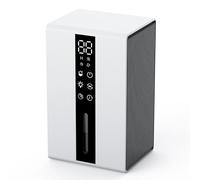Deshumidificador Electrico Portátil 1,55L, Deshumidificador Bajo Consumo con Doble Velocidad + Doble Modo, Apagado Automático por Tanque Lleno, Timer 48H, Luz LED Multicolor, Apto para Dormitorio/Baño