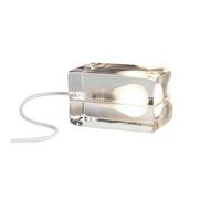 Lámpara de Lámpara de Mesa Block, Cristal Transparente y Cable Blanco .