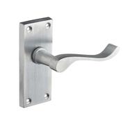 Designer Levers - Tiradores de puerta victorianos con palanca de desplazamiento - Cromo satinado - 1 par - Manija de puerta con pestillo - Uso interior - Pestillo corto