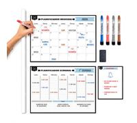 DESK GLOBAL - Pack 2 Calendario Magnético para Nevera Mensual y Semanal (42x30 cm) + Pizarra Magnética Pequeña + 4 rotuladores + borrador - Planificador Español - Tablero de Calendario 2026