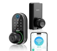 DESLOC D212 - Pomo de puerta de huellas dactilares con WiFi, cerradura de teclado inteligente para dormitorio, oficina y apartamento, cerradura de puerta de entrada sin llave con control de aplicación
