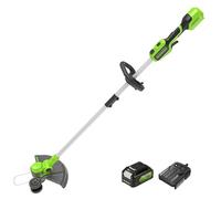 Desmalezador eléctrico Greenworks de 24V, ideal para jardines pequeños y medianos, con un ancho de corte de 30 cm