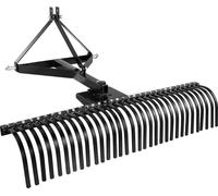 Desmalezadora de arrastre, modelo de 1525 mm, con 32 dientes de acero. Rastrillo desmalezador de 3 puntos para tractores, con accesorios. Rastrillo para jardines, fincas y céspedes