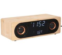 Despertador clásico Karlsson Wecker con altavoz Bluetooth y estación de carga, fabricado en bambú
