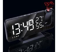 Despertador con proyector: Reloj digital con función de proyección, conexión USB, pantalla LED y regulador automático de brillo para ajustar la intensidad de la proyección
