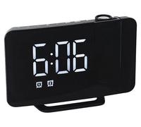 Despertador de proyección de 15 cm con LED, proyector de 180°, función de carga USB, color blanco