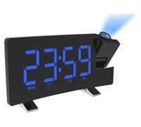 Despertador de proyección de 7 pulgadas, con doble alarma, 4 niveles de brillo ajustable, giratorio 180° y pantalla LED