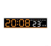 Despertador Digital LED con Temperatura y Calendario, Función Snooze, para puerto USB, Temporizador, Ajustable, ABS, 22x3x5cm para Dormitorio(White+Orange)