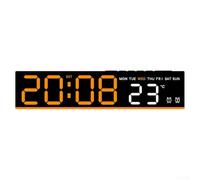 Despertador Digital LED con Temperatura y Calendario, Función Snooze, para puerto USB, Temporizador, Ajustable, ABS, 22x3x5cm para Dormitorio(Black+Orange)