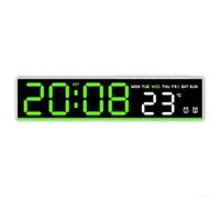 Despertador Digital LED con Temperatura y Calendario, Función Snooze, para puerto USB, Temporizador, Ajustable, ABS, 22x3x5cm para Dormitorio(White+Green)