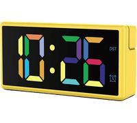 Despertador - Hama Ibiza, Digital, 12/24h, Hora Extragrande, Pantalla Multicolor, Carga Pila/USB, Amarillo
