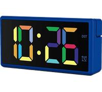 Despertador - Hama Ibiza, Digital, 12/24h, Hora Extragrande, Pantalla Multicolor, Carga Pila/USB, Azul