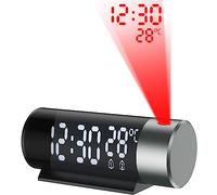 Despertador Proyector Techo,Reloj Despertador Digital con Pantalla LED Reloj de Proyección Digital con Termómetro Interior,4 Niveles de Brillo Ajustable,Despertador Dual,12/24H,Snooze,para Hogar