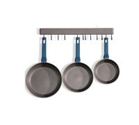 DESSINO Sartenes Antiadherentes,Juego de 3 piezas,Fabricadas con Aluminio Forjado,Set de Sartenes de 20,24,28 cm de Diámetro,Agarre Ergonómico Soft Touch (Azul mate)