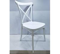 Destello S.L. Silla Crossback de Polipropileno Blanca para Eventos y Comedor | Silla de Diseño Rústico Moderno Apilable | Resistente a Exterior e Interior | Medidas 90 x 48 x 49 cm