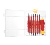 Destornillador Aislado para Electricistas, Juego Multiusos Rojo | PC y Acero, Torque y Manejo Cómodo, para Placas, Terminales y Reparaciones Domésticas