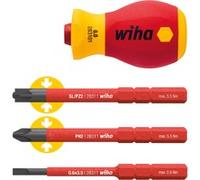 Wiha Juego de destornilladores con portabits electric slimVario® Stubby de 4 unid con slimBits (41230)