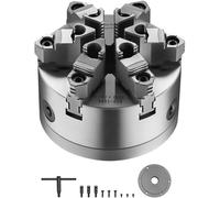 Destornillador de 6 pulgadas con mecanismo de sujeción autocentrante, de 160 mm, con plato giratorio D1-4 con sistema de bloqueo, rango de sujeción de 3-145 mm, incluye tornillos tipo T, fabricado en 