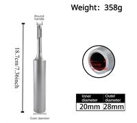 Destornillador de varilla de tierra tierra 20mm acero endurecido duradero de alta resistencia para herramienta eléctrica de taladro de martillo de estaca rotativa Gris claro
