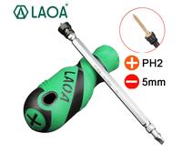 Destornillador magnético LAOA, destornillador Philips PH2 de acero de aleación S2 con anillo de magnetismo, herramientas manuales LA618410