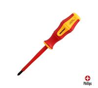 Destornillador phillips aislado certificado vde 1.000 v. medida ph 2 - 6,0 x 100 mm. destornillador seguridad electricista