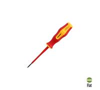 Destornillador plano aislado certificado vde 1.000 v. medida 0,4 x ø 2,5 x 75 mm. destornillador seguridad electricista