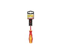 Destornillador Plano Aislado Certificado VDE 1.000 V. Medida 0,4 x Ø 2,5 x 75 mm. Destornillador Seguridad Electricista