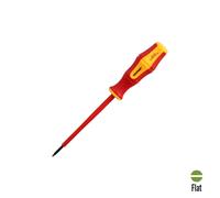 Destornillador plano aislado certificado vde 1.000 v. medida 0.5 x ø 3.0 x 100 mm. destornillador seguridad electricista