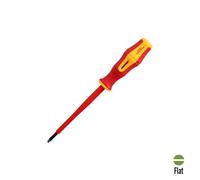 Destornillador plano aislado certificado vde 1.000 v. medida 0,8 x ø 4,0 x 100 mm. destornillador seguridad electricista