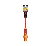 Destornillador Plano Aislado Certificado VDE 1.000 V. Medida 1,0 x Ø 5,5 x 125 mm. Destornillador Seguridad Electricista