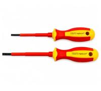 Destornillador plano VDE aislado 1000 V, 0,5x3mm & 0,8x4mm | Destornillador electricista ranurado, Venta individual o en set, Conforme VDE / IEC, Para instalaciones eléctricas