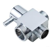 Desviador de ducha de 1 entrada y 2 salidas construido completamente de cobre para una gestión constante del flujo de agua (plata)